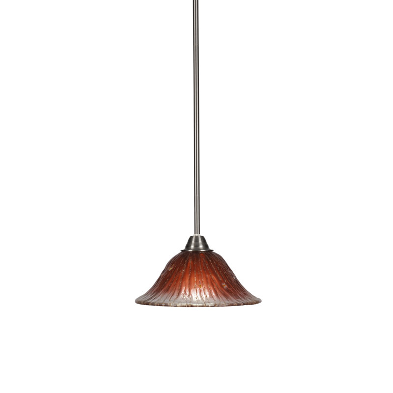 Luminaire suspendu avec tige en verre 10 po Achen Paramount, Rouge, Nickel brossé