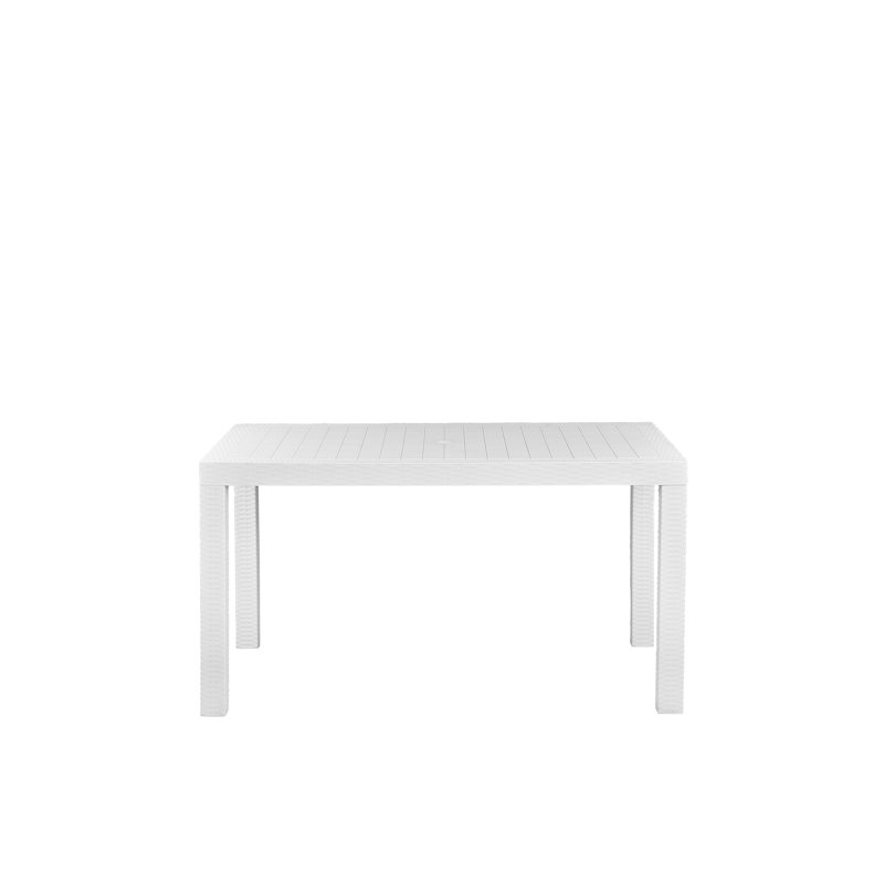 Ezmerelda Rectangular Outdoor Dining Table With Umbrella Hole , 140cm cm W 80cm cm D, White