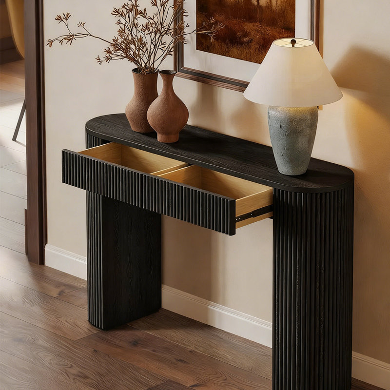 Console Retro Minimalist, Noir, H 29,92 po x l 47,24 po x P 11,81 po
