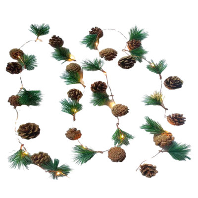 Christmas Decorations 6.56 Ft LED String Light with Cones, Bells for Xmas Decor Fireplace Christmas New Year Party Decoration, 20 LED Lights