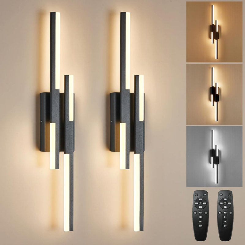 Applique murale moderne à DEL à intensité variable avec télécommande, éclairage de meuble-lavabo écoénergétique pour chambre à coucher, salle de bain, salon et salle à manger, installation facile, ensemble de 2