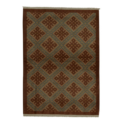 Tapis brun / bleu / beige de haute qualité afghan noué à la main