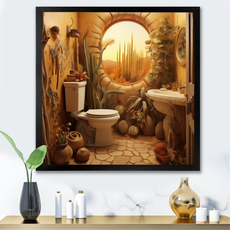 Toilette désertique Bepler - impression, Cadre simple noir, H 30 po x l 30 po x P 1 po