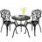 3 Piece Bistro Set, Outdoor Rust-Resistant Cast Aluminum Bistro Table and Chairs Set of 2, All Weather Patio Bistro Set with Umbrella Hole for Backyard, Balcony, Front Porch-60854100