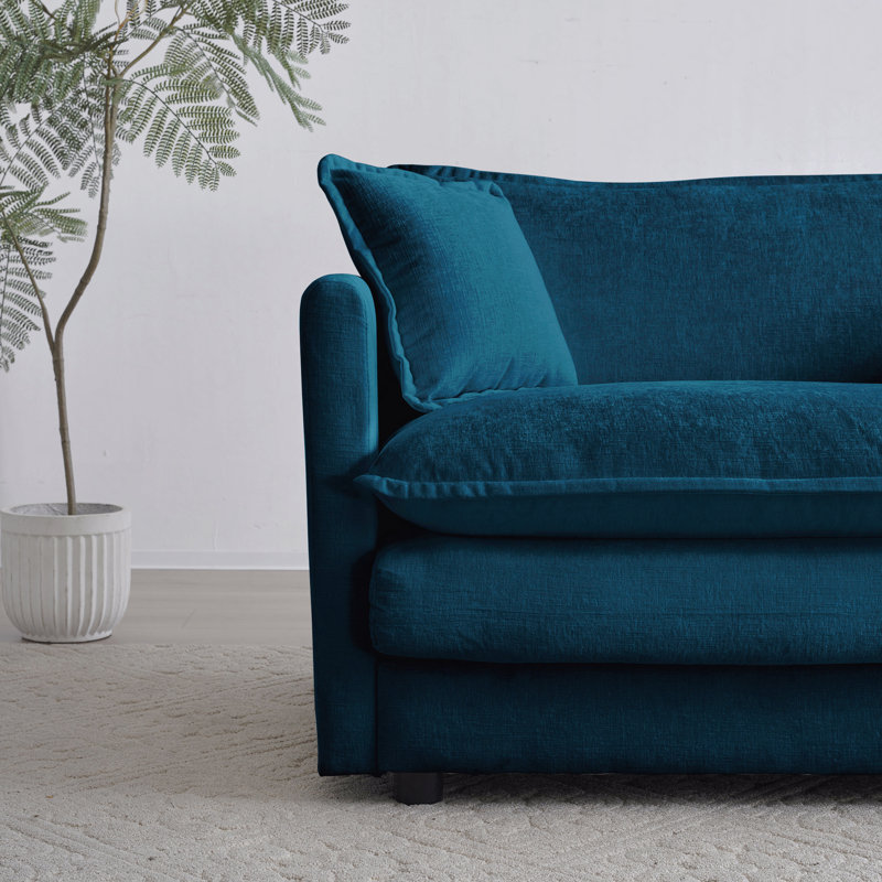 Canapé Comfort U, Chenille bleu