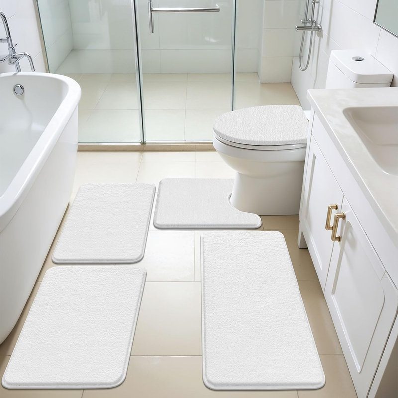 Bathroom Rugs Set, White