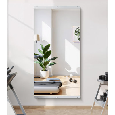 Home Gym Mirror - 55x30 Inch, 1PCS Frameless Tempered Glass Full Body Mirror for Wall Mount - Ideal for Yoga, Workout, Bedroom, Dance Studio (Silver)