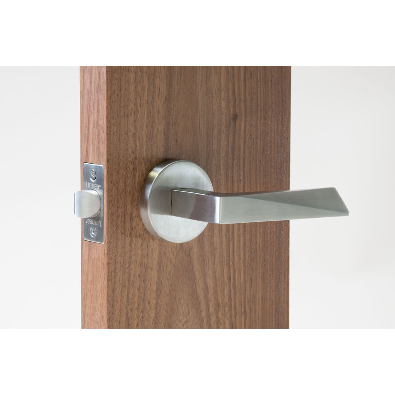Flat Privacy (Bed & Bath) Door Lever with Round Rosette, Stainless Steel