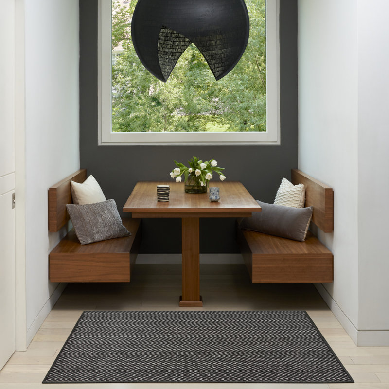 Tapis noir intérieur / extérieur Remmie, Rectangulaire 3 pi x 5 pi, Noir