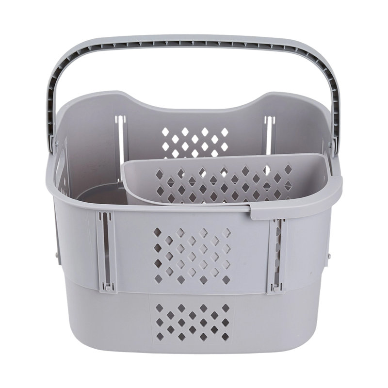 Plastic Laundry Basket with Handles, Grey