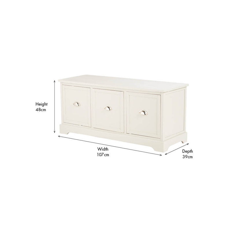 107 cm W Chest of 3 Drawers, Airy Linen/Silver