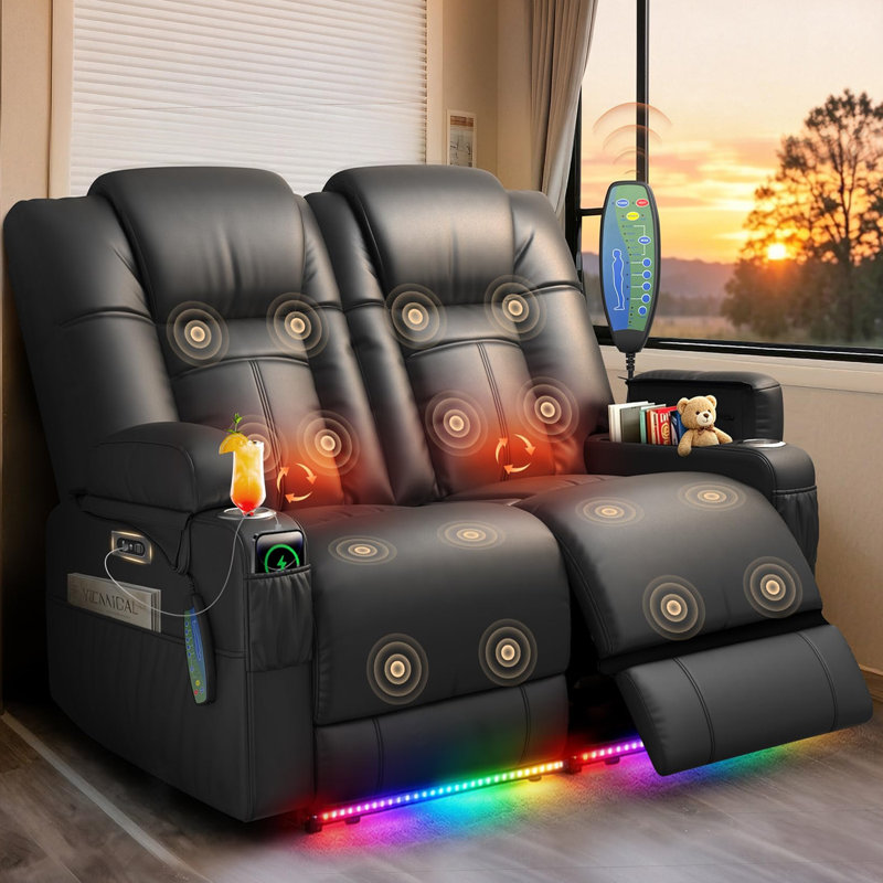 Causeuse inclinable électrique avec massage Zero, Gris foncé