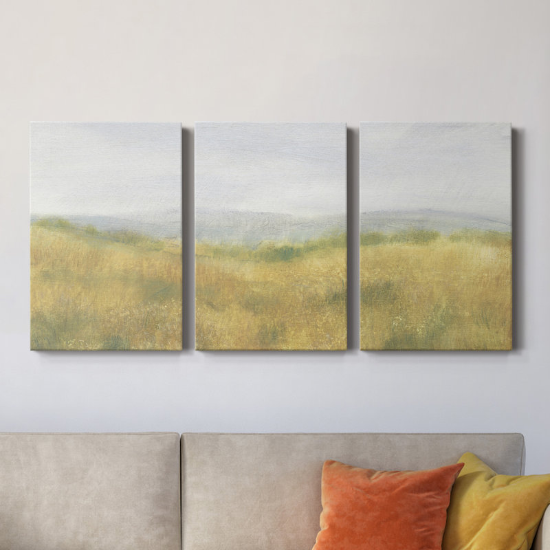 Wheat Fields I - Toile tendue avec châssis de qualité supérieure - prête à être accrochée, H 18 po x l 36 po x P 1 po