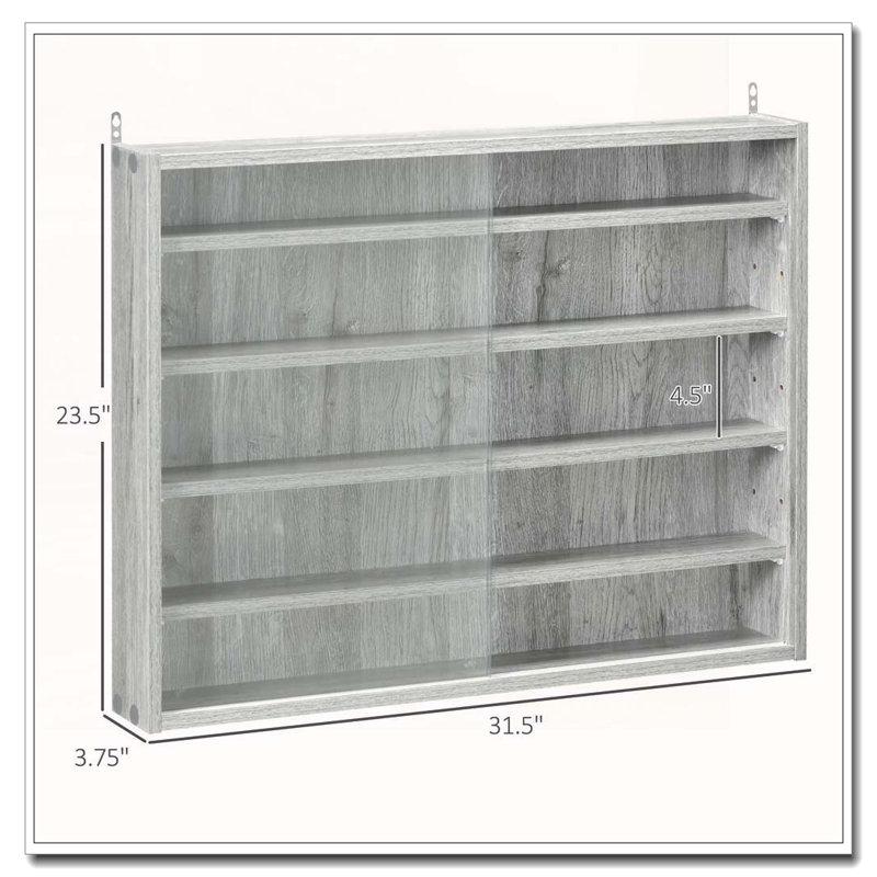 Vitrine à 5 niveaux avec tablettes réglables, Gris