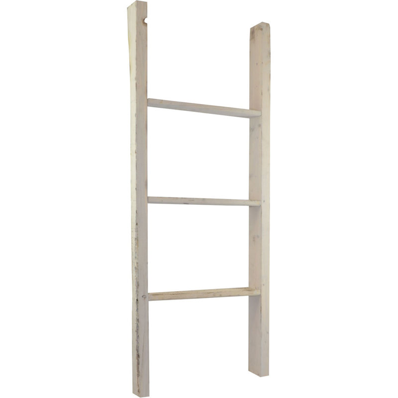 Échelle décorative Vintage Farmhouse Rung, Blanc craie cendré, H 48 po x l 15 po x P 3,5 po