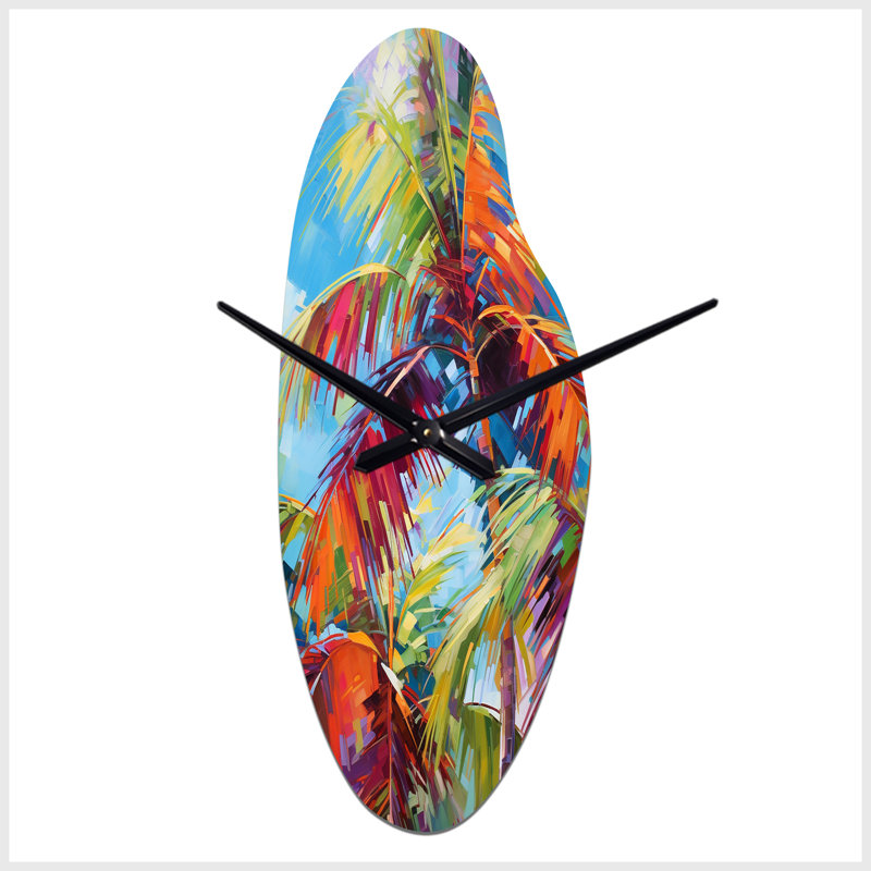 Horloge murale incurvée Popart Palm Trees II - Palm Trees, Médium