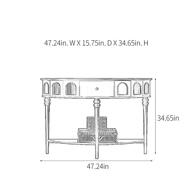 Modern Minimalist Console Table, 34.65" H x 47.24" W x 15.75" D, Black