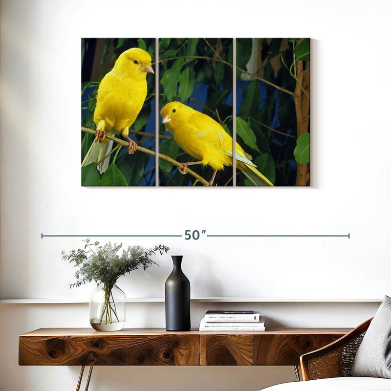 Brampt Yellow Canary Birds, 24" H x 38" W