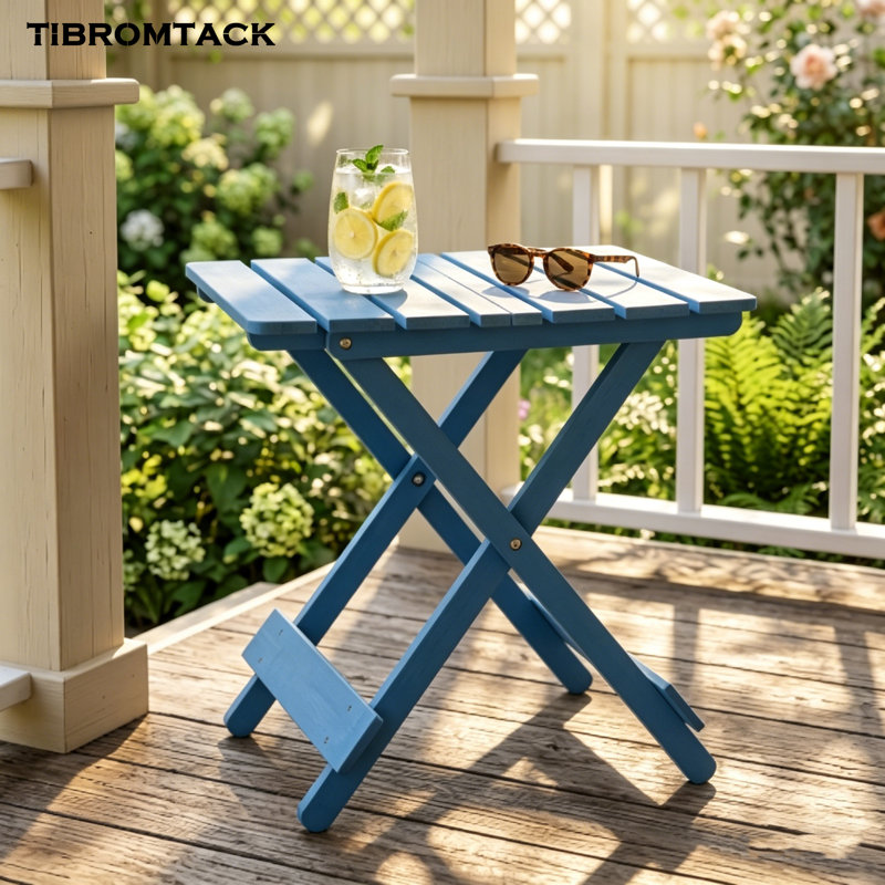 Table pliante carrée pour l'extérieur en bois massif