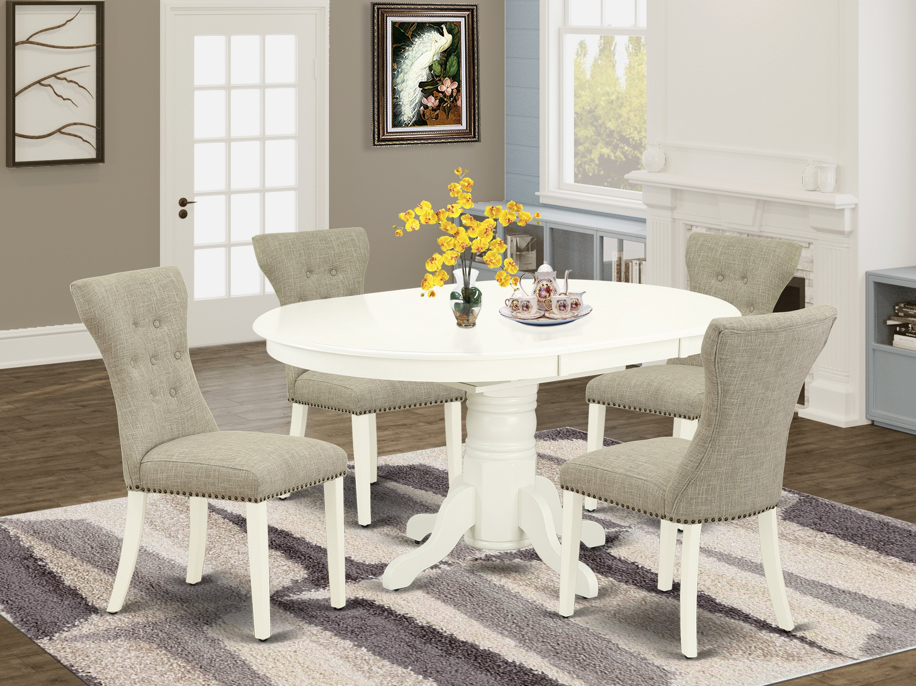 Alcott Hill® Segrest Extendable Solid Wood Pedestal Dining Set ...