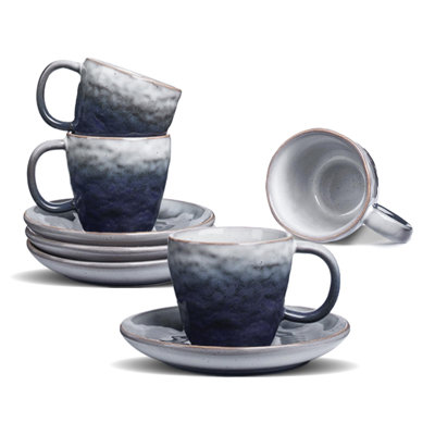 3 Oz Espresso Cups Set Of 4, Mini Ceramic Italian Espresso Coffee Cup, Small Demitasse Espresso Cups With Saucer, Vintage Gradient Double Espresso Sho -  BOJUNTAN, bdtB0CKSWL47R