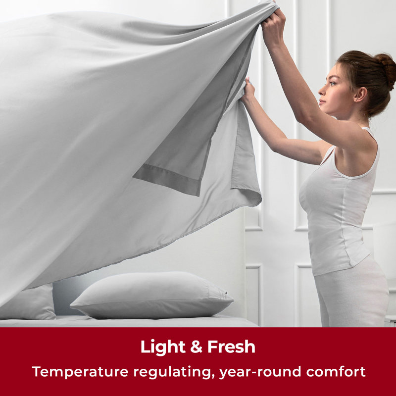 Mellanni 1800 Bed Sheets Split King Light Gray, Split King Sheet Set, Light Gray