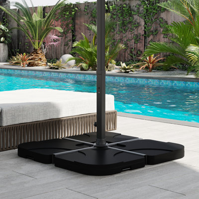 4 base de parasol en porte-à-faux, capacité de 158 lb, noir, poids extérieur, protection contre les intempéries, bec pratique, support de base à poignée transportable, support,