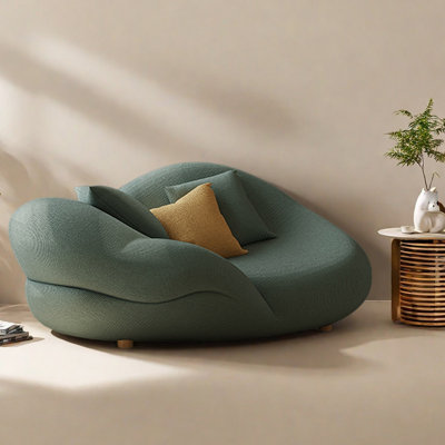 Chaise longue en bois massif et lin de luxe