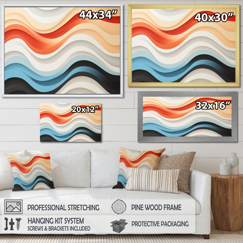 «Opt Right Line Delirum II», reproduction sur toile, H 30 po x l 40 po x P 1,5 po, Cadre photo noir