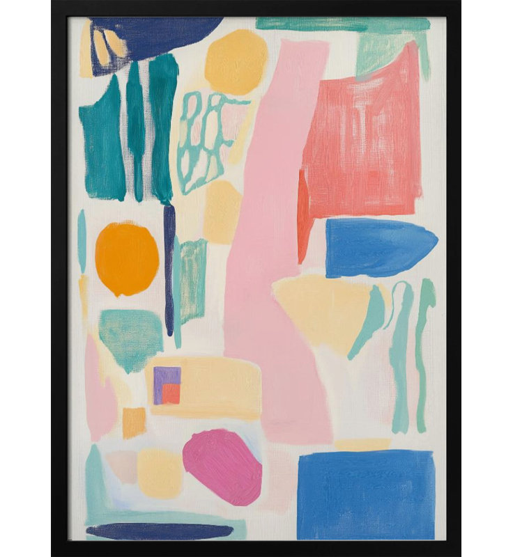 "Abstrait géométrique colorée", art mural texturé encadré, Noir, noir, noir, noir, H 14 po x l 10 po