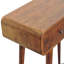 Table de couloir courbée en bois massif à 2 tiroirs, pieds nordiques, brun foncé