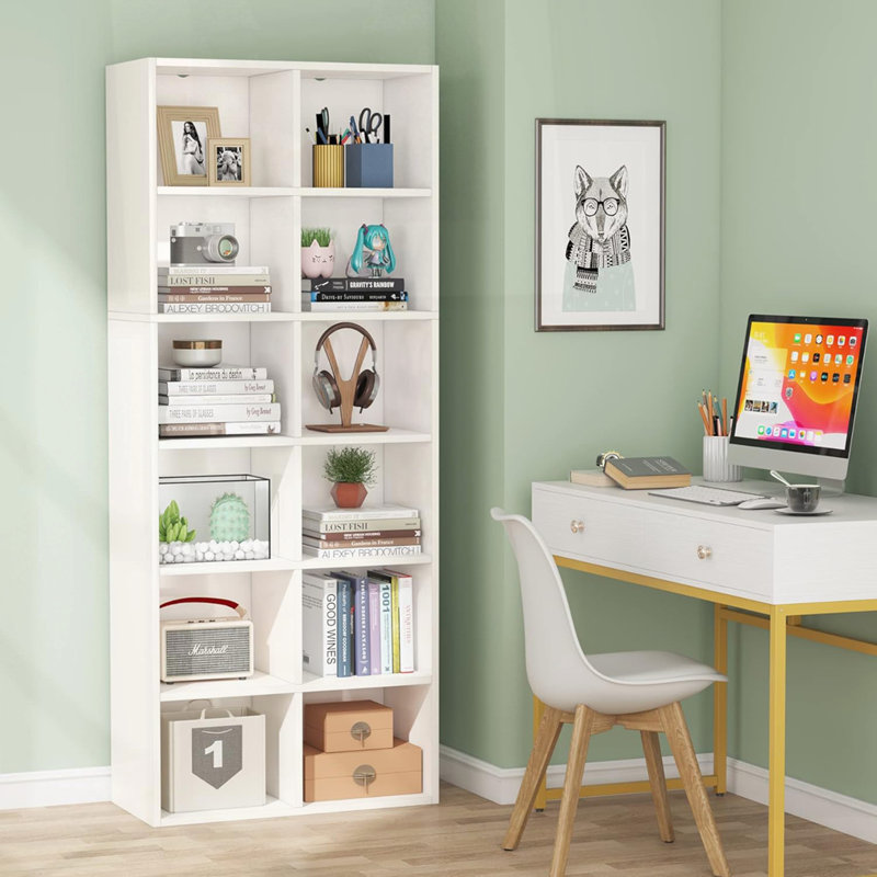Narrow 12-Cube Modern Vertical Or Horizontal Bookcase Storage