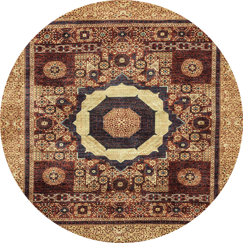 Tapis 100% abstrait 2372 lavable à la machine, Rond 7 pi