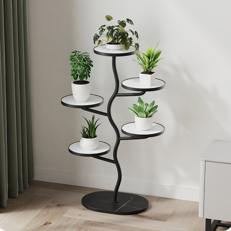 Support pour plante à 5 niveaux, Noir / blanc