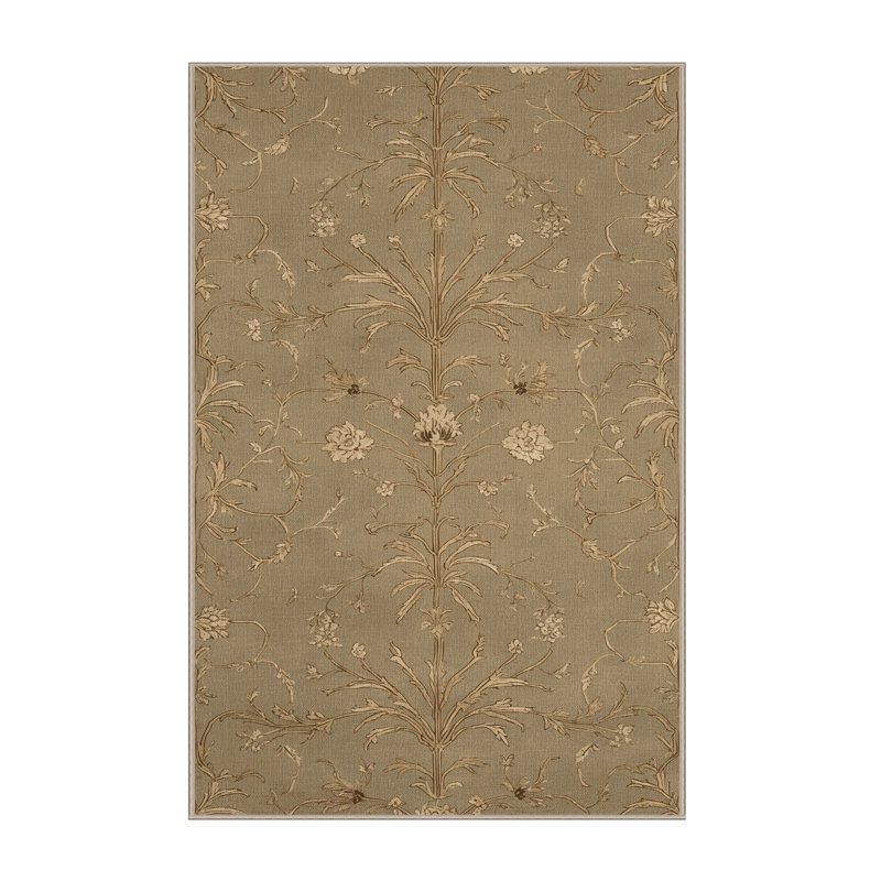 Tapis beige français lavable à la machine, Rectangle 7 pi x 9 pi