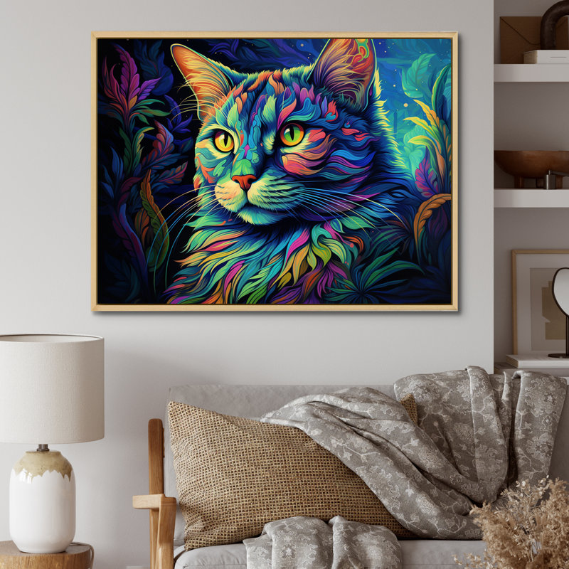 " Magical Cat Grace ", Natural Floater Framed, 30" H x 40" W x 1.5" D