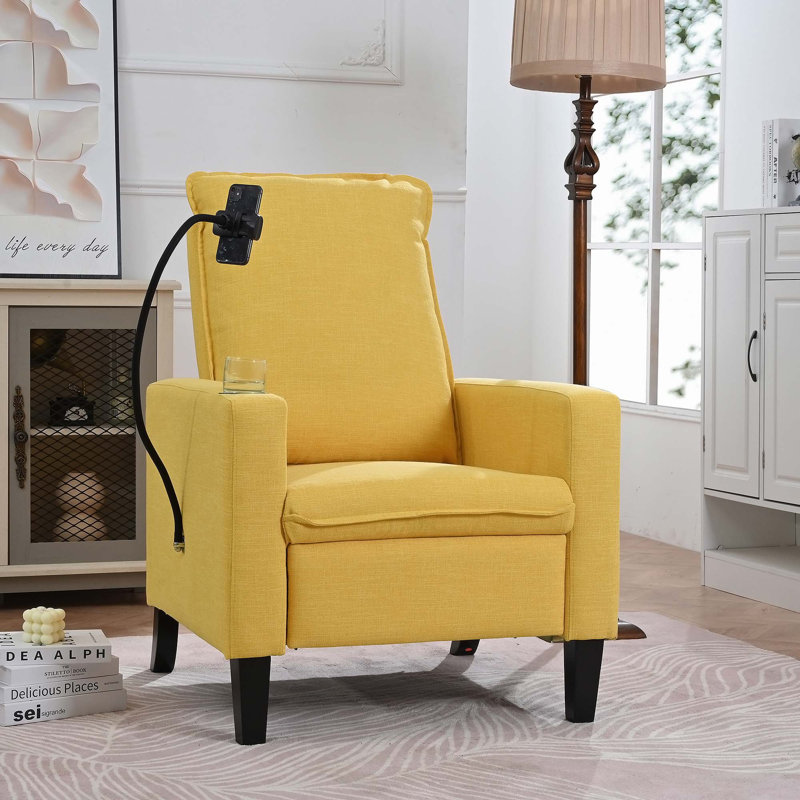Fauteuil inclinable réglable confortable pour la détente, améliorant le confort de la maison, Tissu jaune