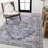 Haruyoshi Chenille Cottage Medallion Machine-Washable Navy/Gray/Black Rug-493456666
