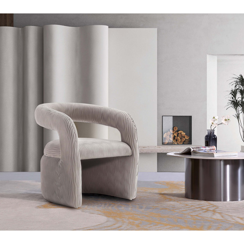 Fauteuil d'appoint Corvette Mid-Century, Velours tourterelle