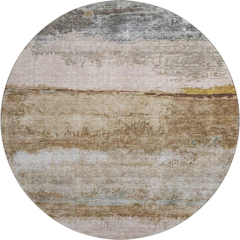 Premium Machine Washable Jessie AMF1197 Abstract Rug, Rond 8 pi