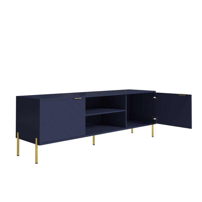 Meuble télé multifonctionnel unique avec lumière DEL, Bleu