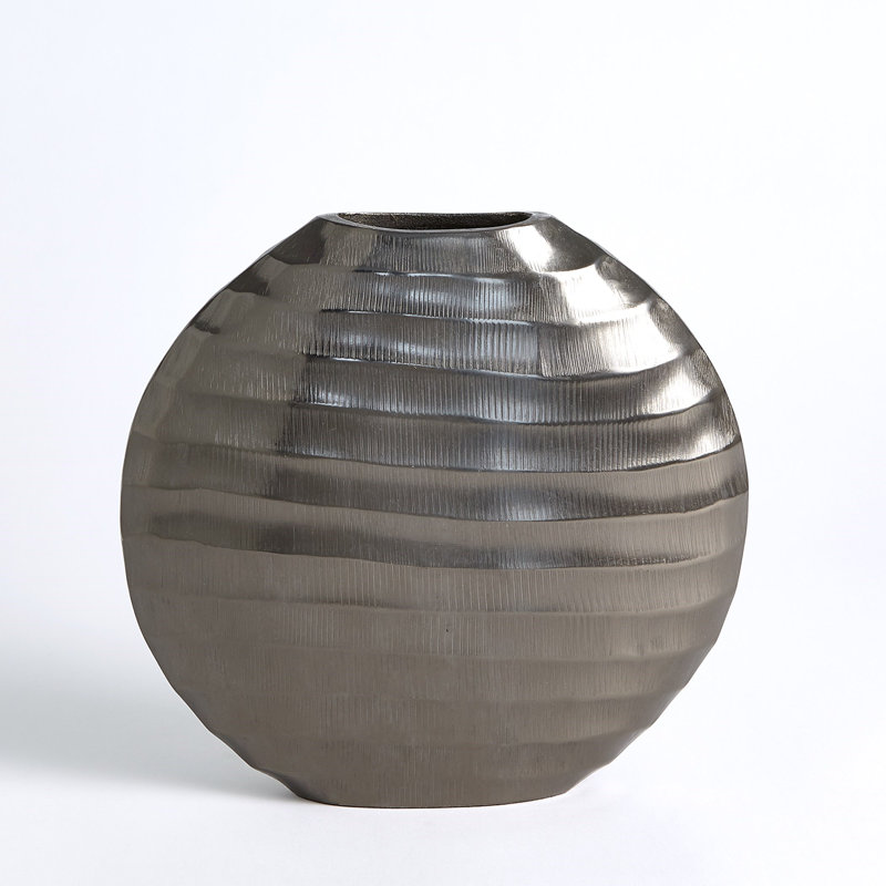 Aluminum Table Vase, Black Nickel, 11" H x 11.75" W x 3.25" D