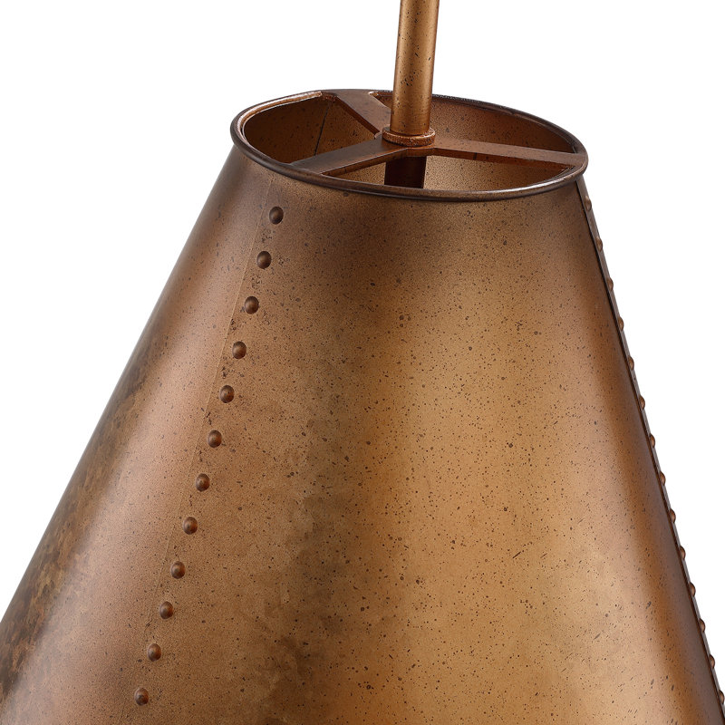 Suspension simple industrielle en bronze antique de 15 pouces