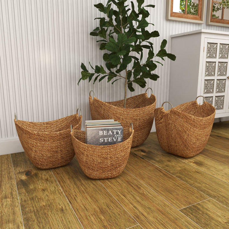 Curated visual reference: Fresh Look at Highland Dunes 4 Piece Brown Seagrass Handmade Woven Storage Basket