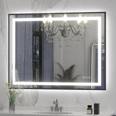 Buco Wayfair Basics® UL Certified Front & Back LED Anti-Fog Tempered Glass Framed Bathroom/Vanity Mirror
