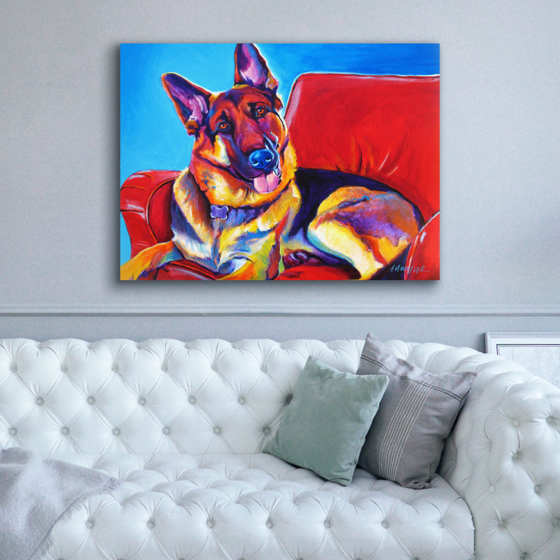 "Gsd - Zeke" par Dawg Painter, H 40 po x l 54 po x P 1,5 po