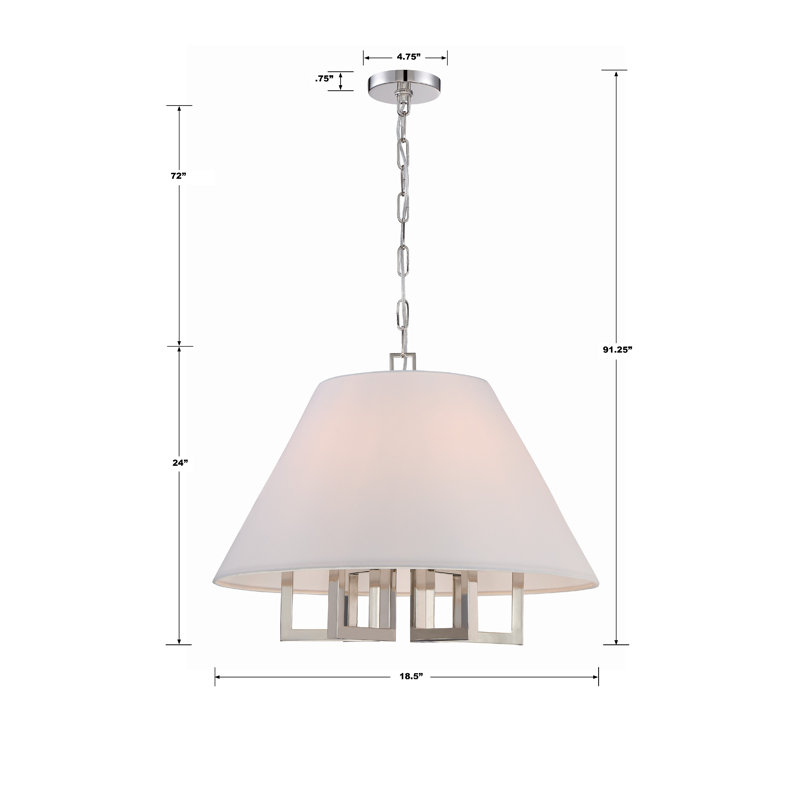 Polished Nickel 6-Light Mini Chandelier with White Silk Shade