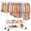 Silver Heavy Duty Rolling Clothes Rail, Height Adjustable Metal Garment Rack with 2 Shelves & Wheels, Portable Wardrobe Storage Organiser, 252KG Max Load for Hanging Clothes-93000545