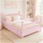 Structure de lit pour enfant pleine grandeur avec 2 tiroirs de rangement sous le lit, lit plateforme en bois avec garde-corps de sécurité, conception à profil bas, système de support à lattes robuste, aucun sommier nécessaire, rose-1225767857-1225767858