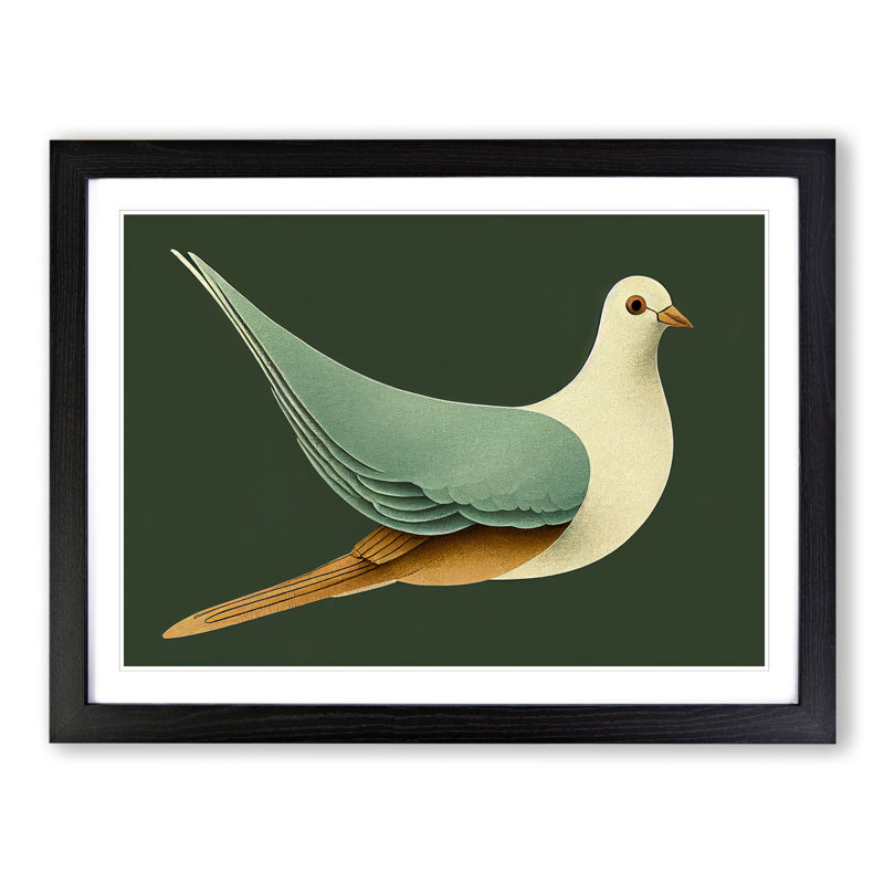 Ingenious Dove Bird - Single Picture Frame Print, 46cm H x 64cm W x 2cm D, Black